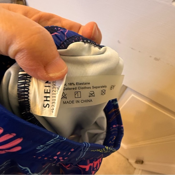 SHEIN Kids Swim Trunks - Blue with Neon Dinosaur Print - Picture 5 of 5